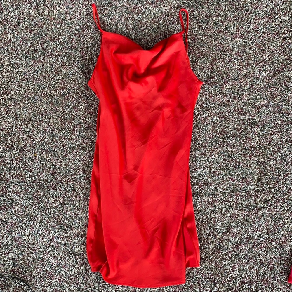 Urban outfitters silk Cowell neck red dress
